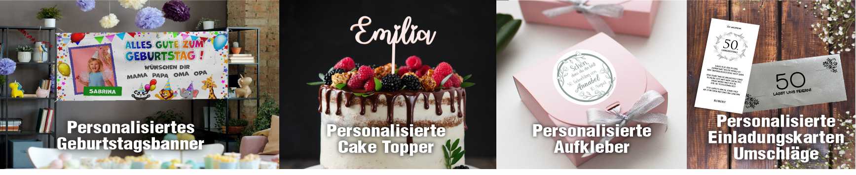 Cake Topper Banner Box Aufkleber