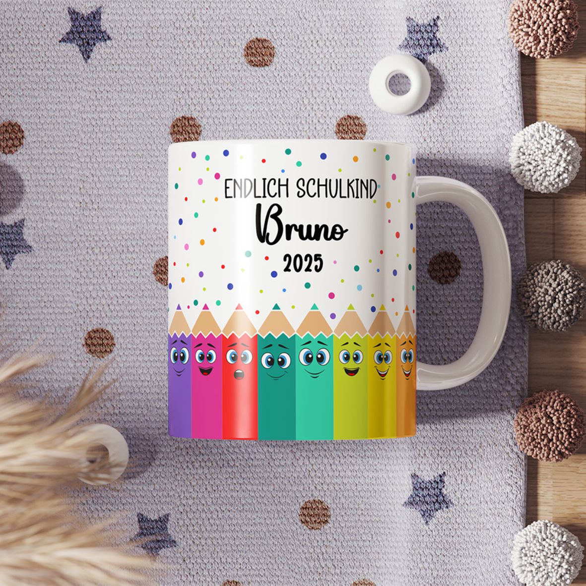 Tasse Einschulung 2025 mit Name Personalisieren - Endlich Schulkind - FOTOFOL