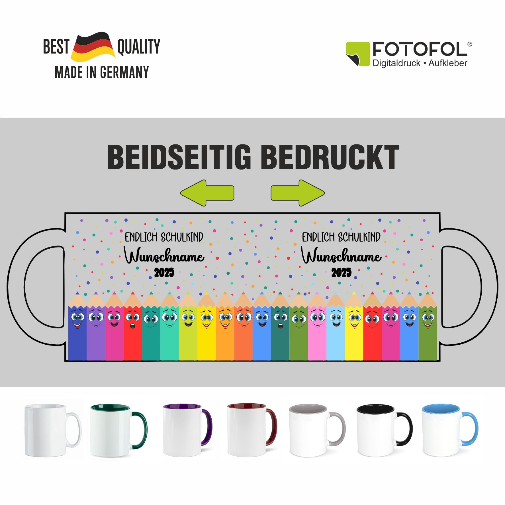 Tasse Einschulung 2025 mit Name Personalisieren - Endlich Schulkind - FOTOFOL