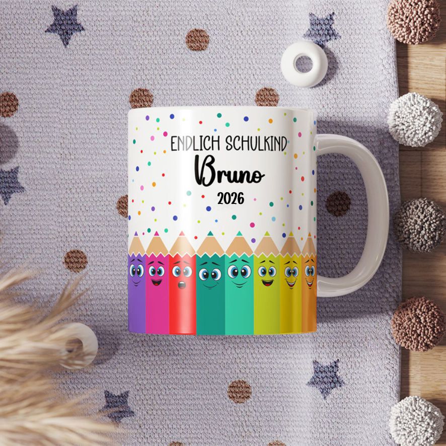 Tasse Einschulung mit Name Personalisieren - Endlich Schulkind - FOTOFOL