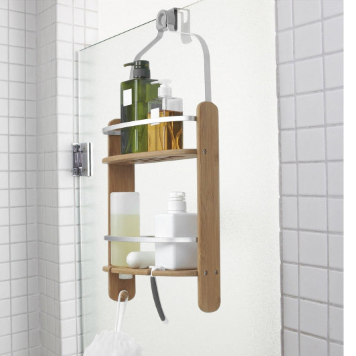 Umbra Aquala Duschregal und Shower Caddy aus Bambus und Aluminium