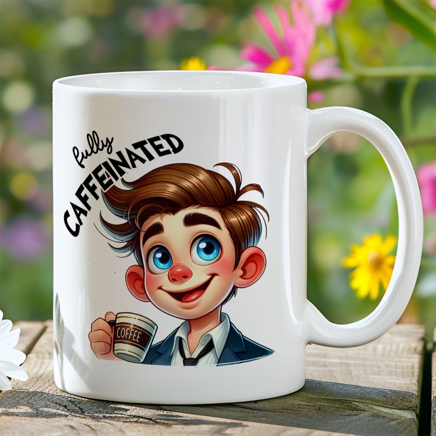 Personalisierte Kaffeetasse mit Wunschname - before Coffee -junger Mann - FOTOFOL