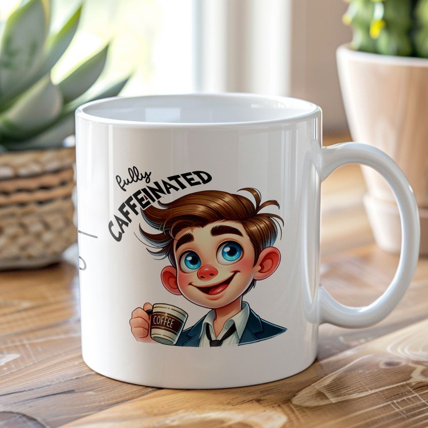 Personalisierte Kaffeetasse mit Wunschname - before Coffee -junger Mann - FOTOFOL
