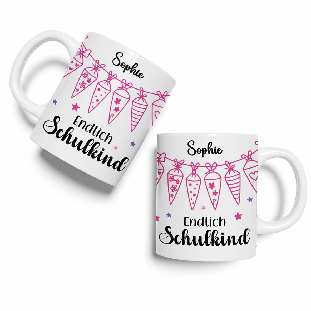 Tasse Einschulung 2025 mit Name Personalisieren - Endlich Schulkind Schultüte - FOTOFOL
