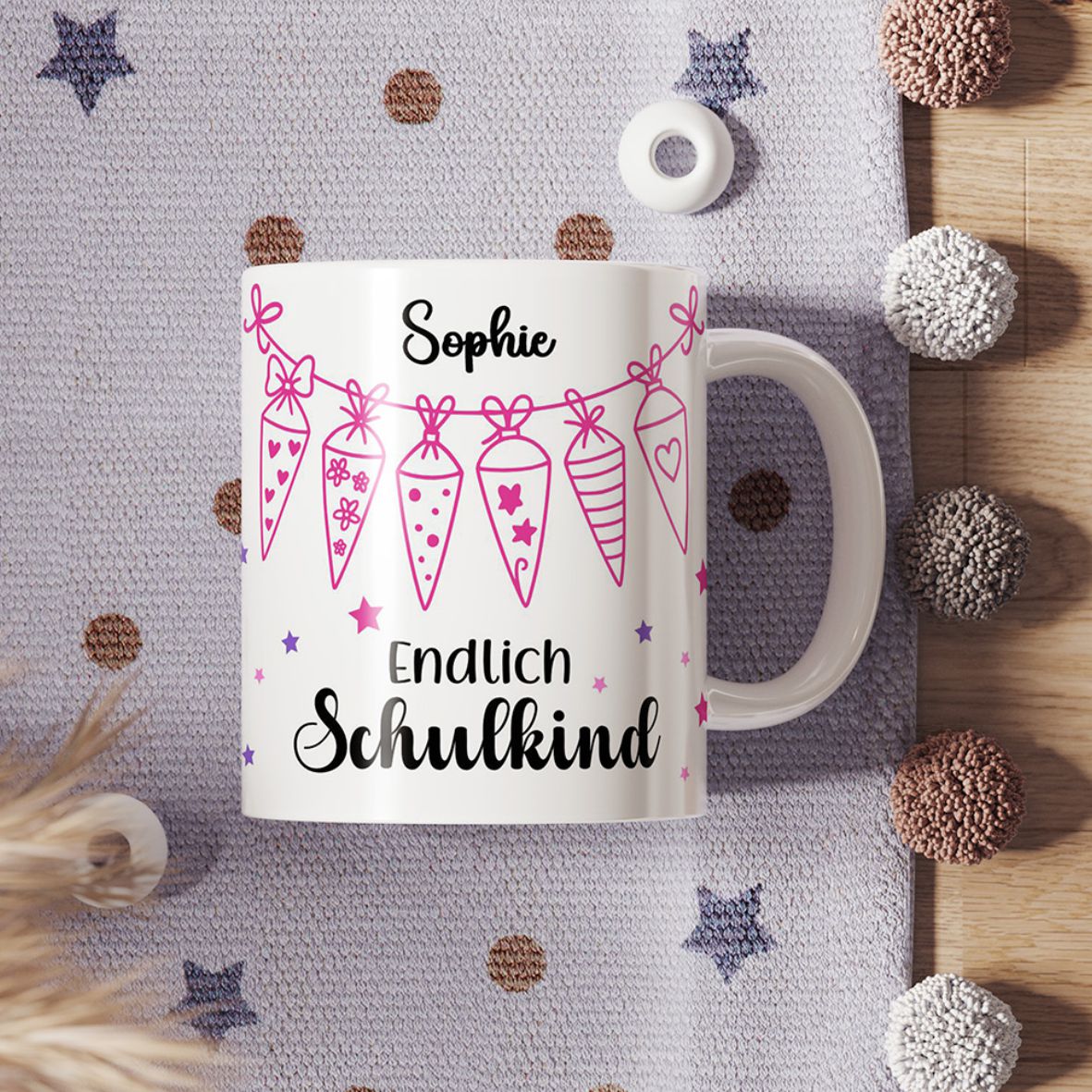 Tasse Einschulung 2025 mit Name Personalisieren - Endlich Schulkind Schultüte - FOTOFOL