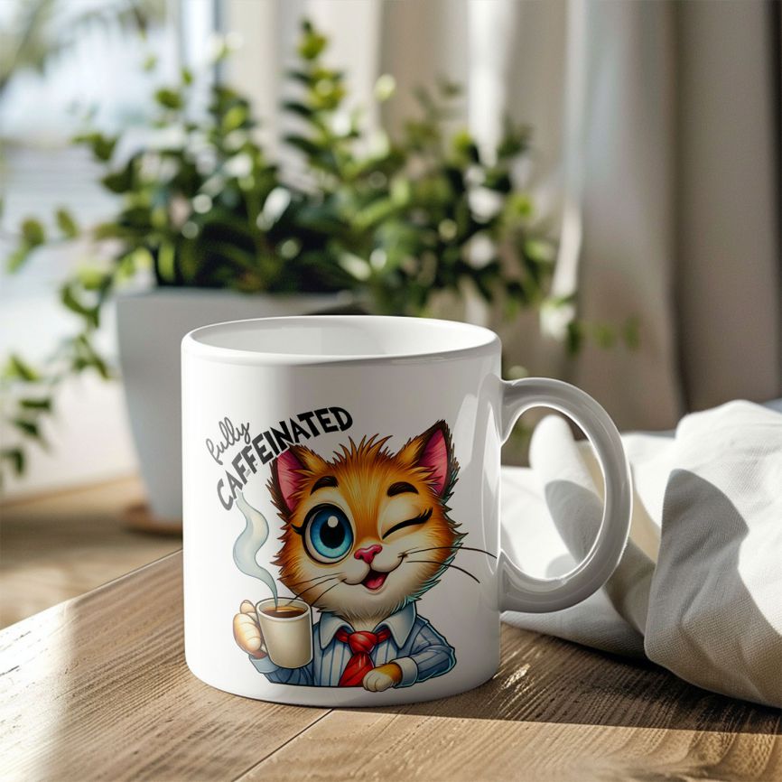 Personalisierte Kaffeetasse mit Wunschname - before Coffee -Katze - FOTOFOL