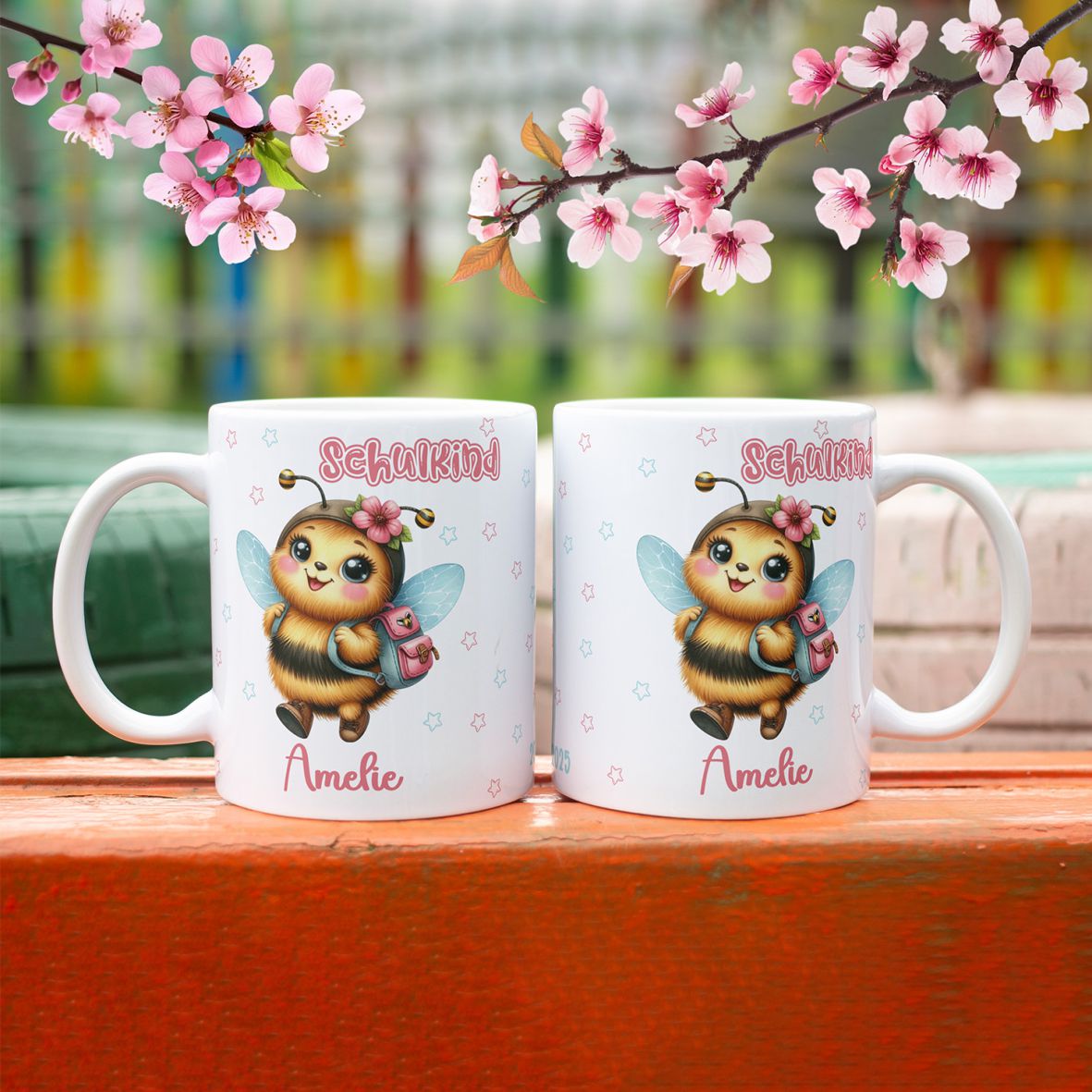 Tasse Einschulung 2025 mit Name Personalisieren - Biene - FOTOFOL