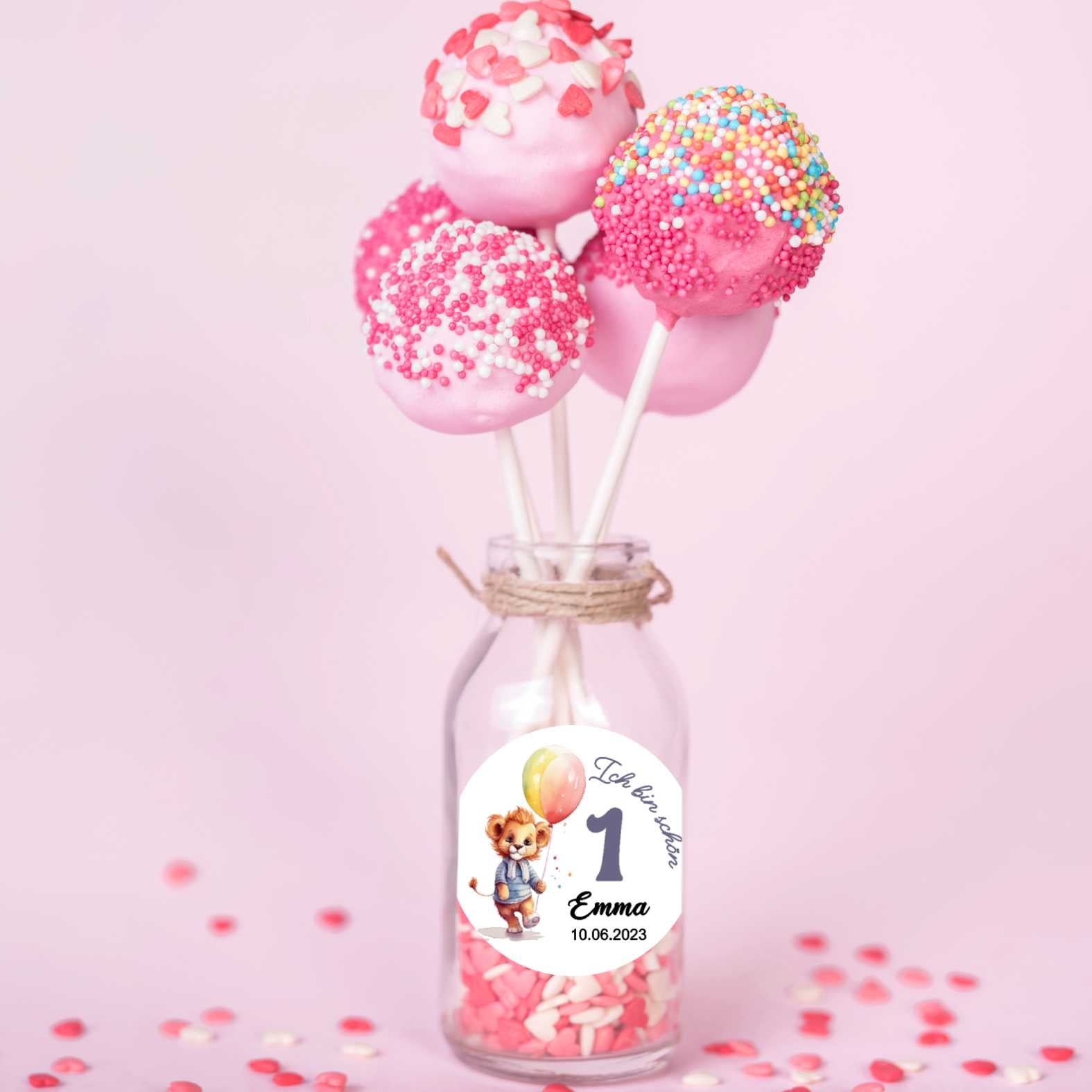 Geburtstag Aufkleber "Löwe" Personalisierte Sticker - 24 Stück - 4,5cm - FOTOFOL