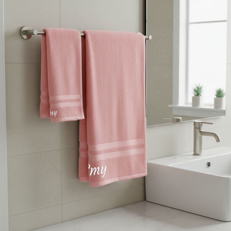 2er Set Handtuch 70x35cm Badetuch 140x70cm PERSONALISIERT mit Name 100
