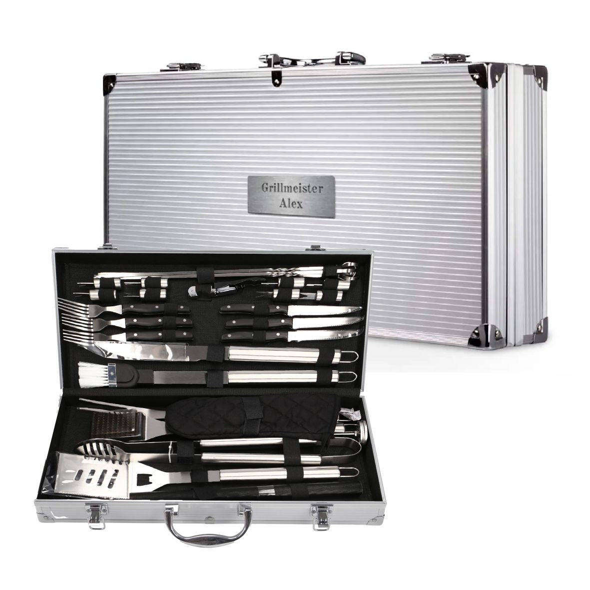 Grillkoffer Personalisiert mit Gravur I Grillzubehör 30-teilig - FOTOFOL