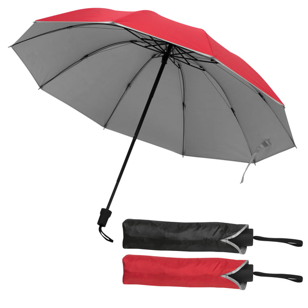 Taschenschirm aus Pongee mit silbernem Innenteil