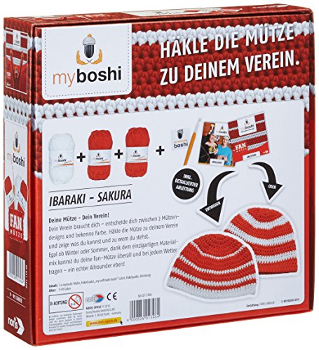 MyBoshi Fanmütze Häckelset- rot-weiß