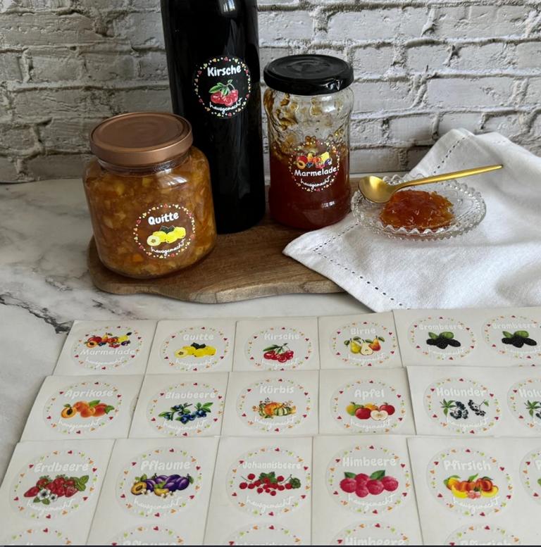 transparente Aufkleber Marmelade - selbstklebende Etiketten für Marmeladengläser - FOTOFOL