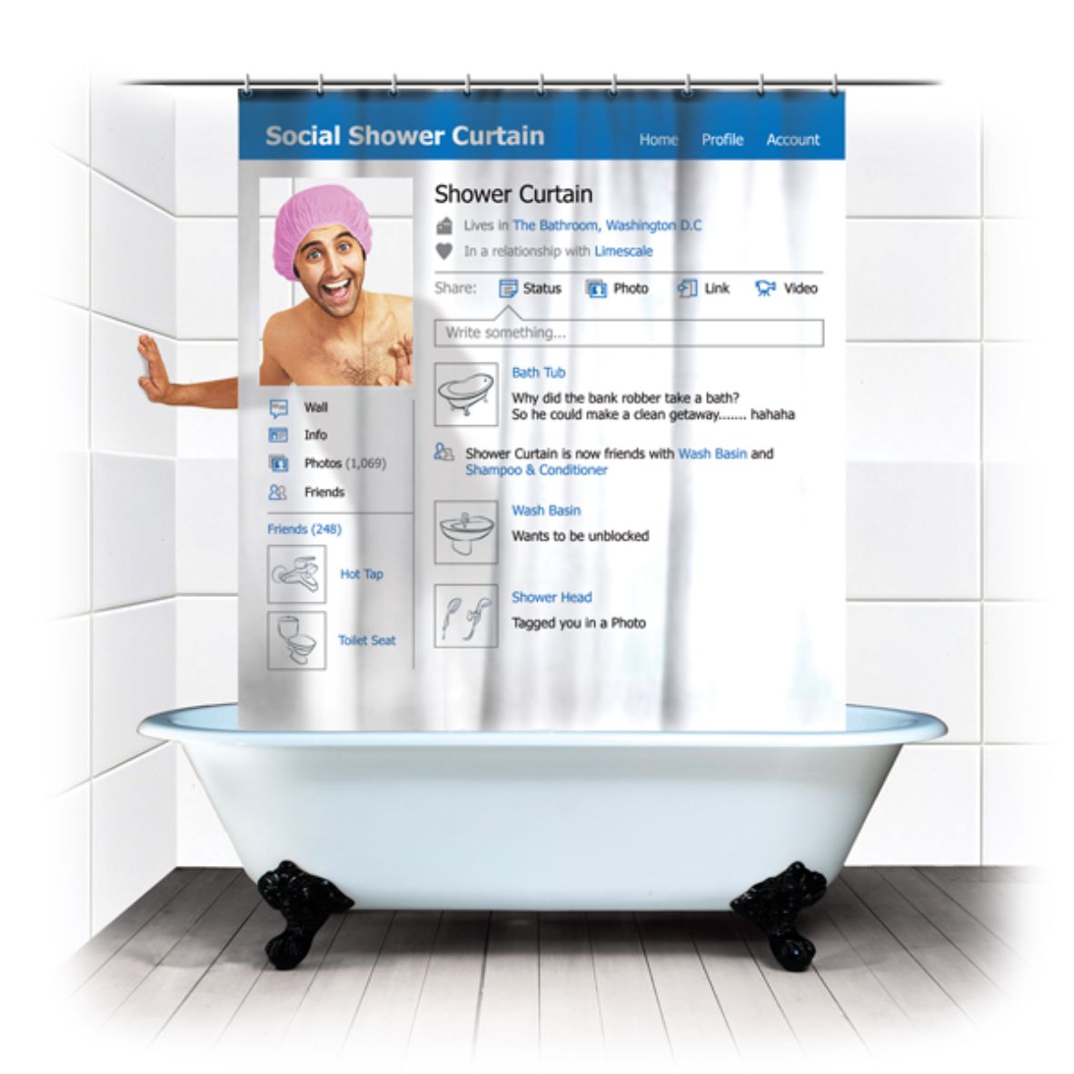 Duschvorhang für Badewanne Facebook