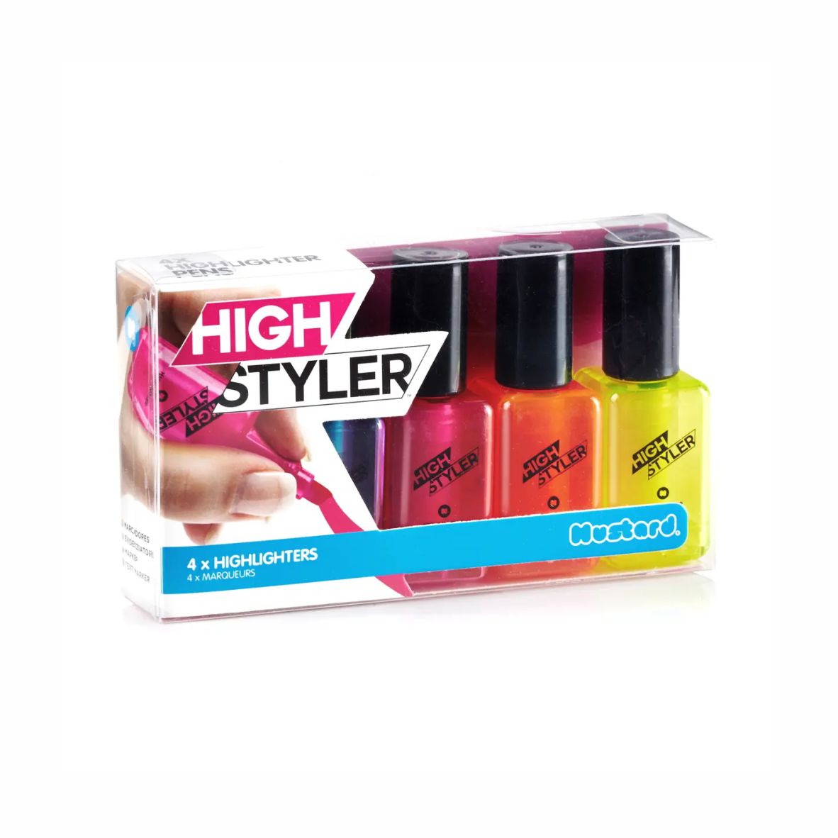 4er Set Neon Textmarker im Nagellack-Design