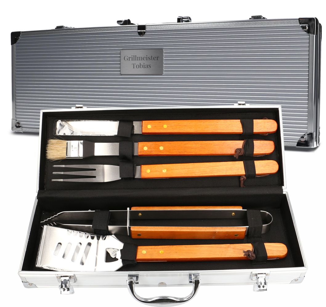 Grillkoffer Personalisiert mit Gravur I Grillzubehör 6-teilig - FOTOFOL