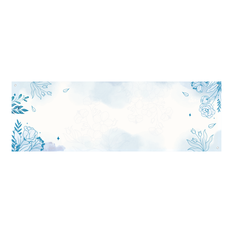 Hochzeit Banner "Blaue Blumen" Personalisierung mit Namen, Datum und Wunschtext - FOTOFOL