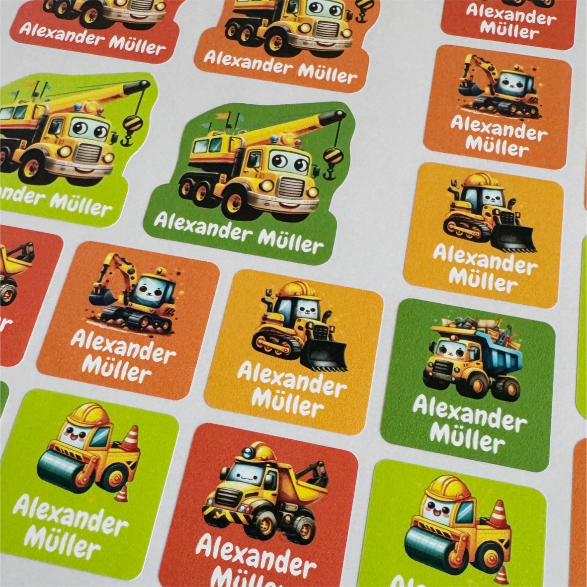 Namensaufkleber Set - Baustelle - FOTOFOL