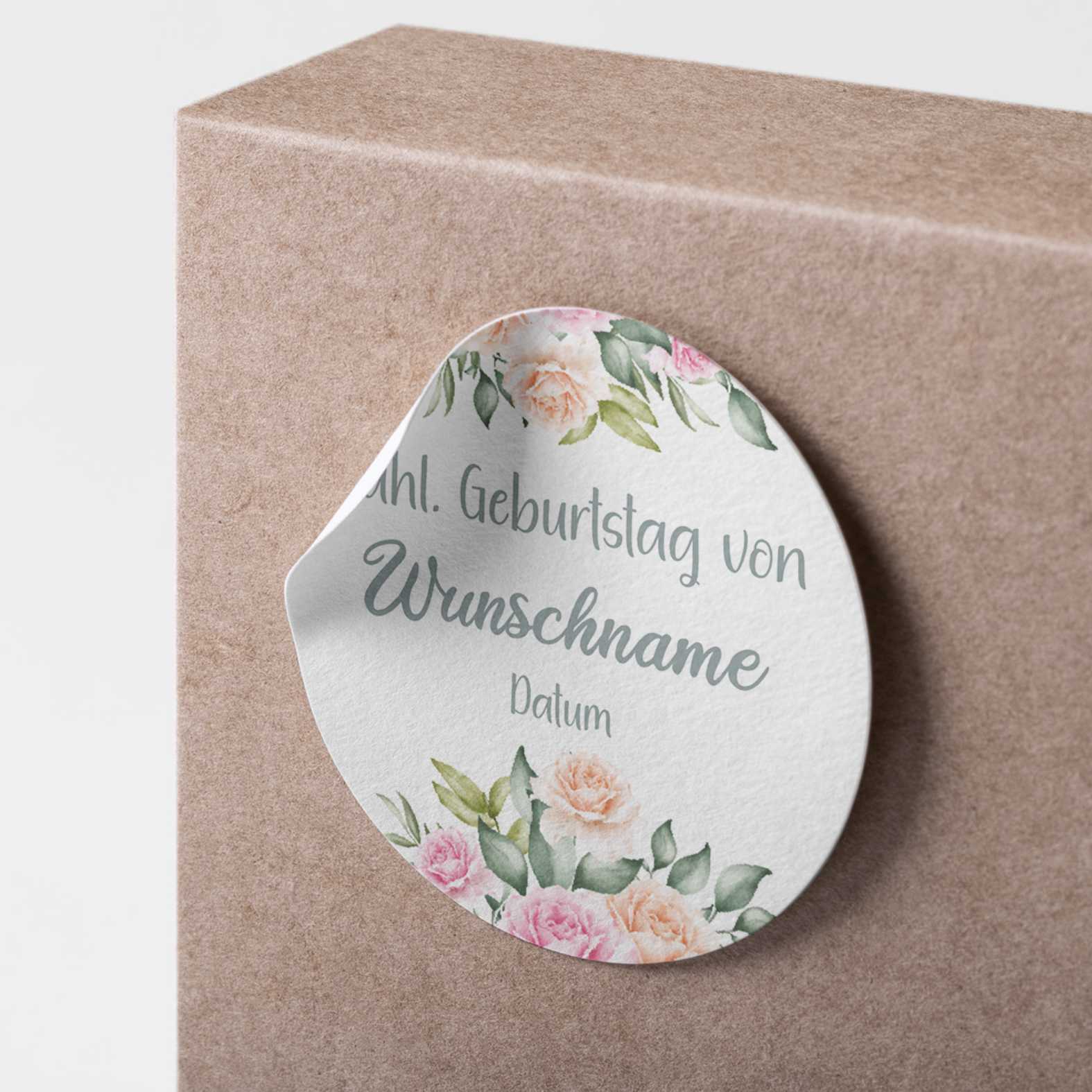 Personalisierte Aufkleber "Rose"- 24 Stück - 4,5cm - FOTOFOL