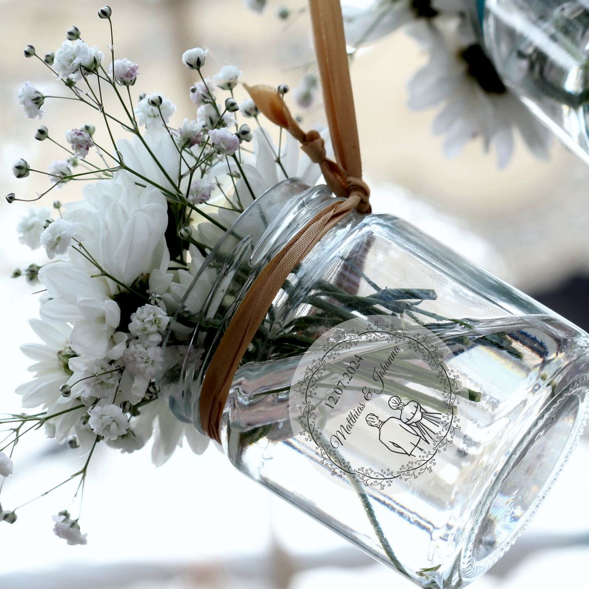 Hochzeit Aufkleber - 24 Stück Personalisierte Aufkleber mit Wunschnamen und Datum - Braut und Bräutigam - FOTOFOL