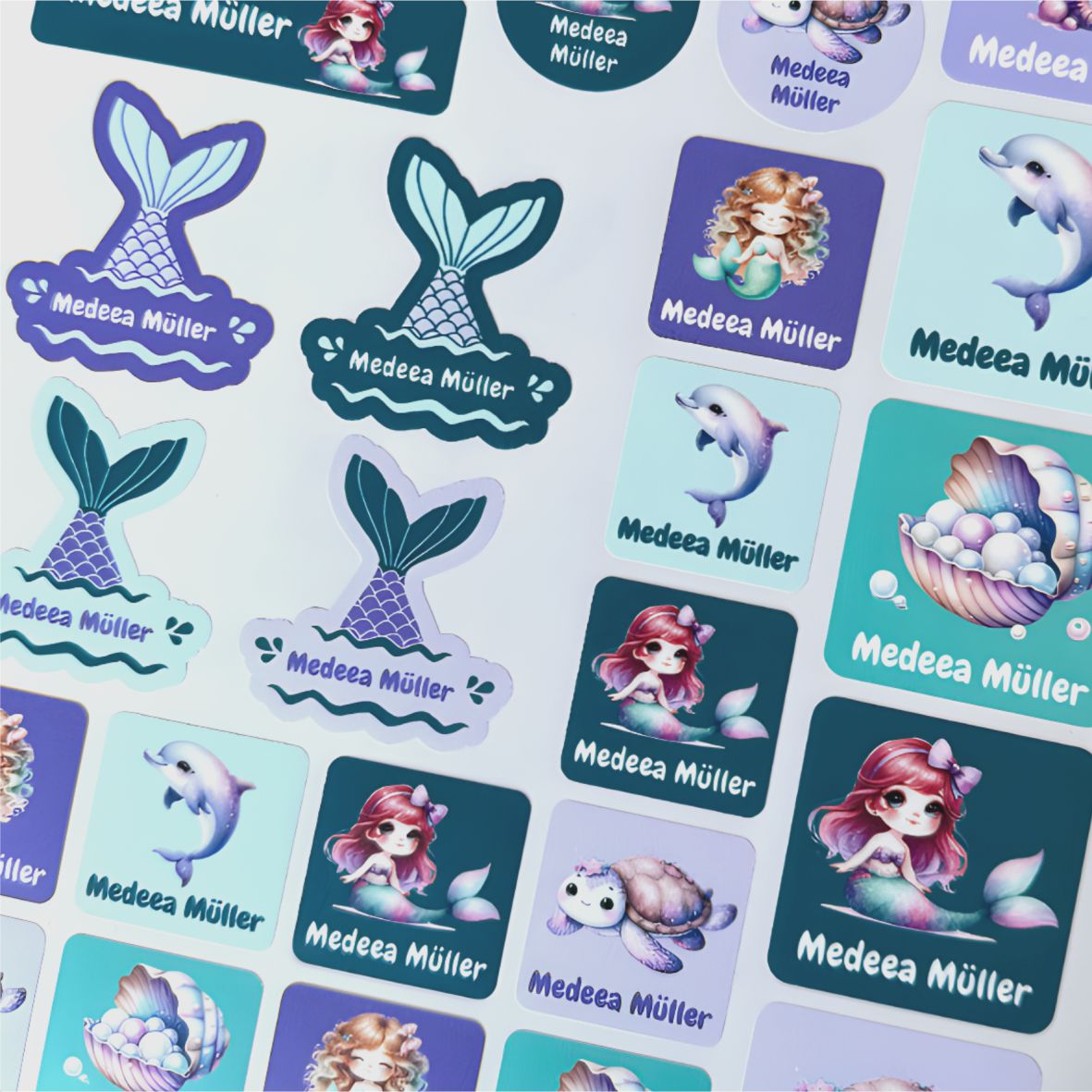 Namensaufkleber Set - Meerjungfrau - FOTOFOL