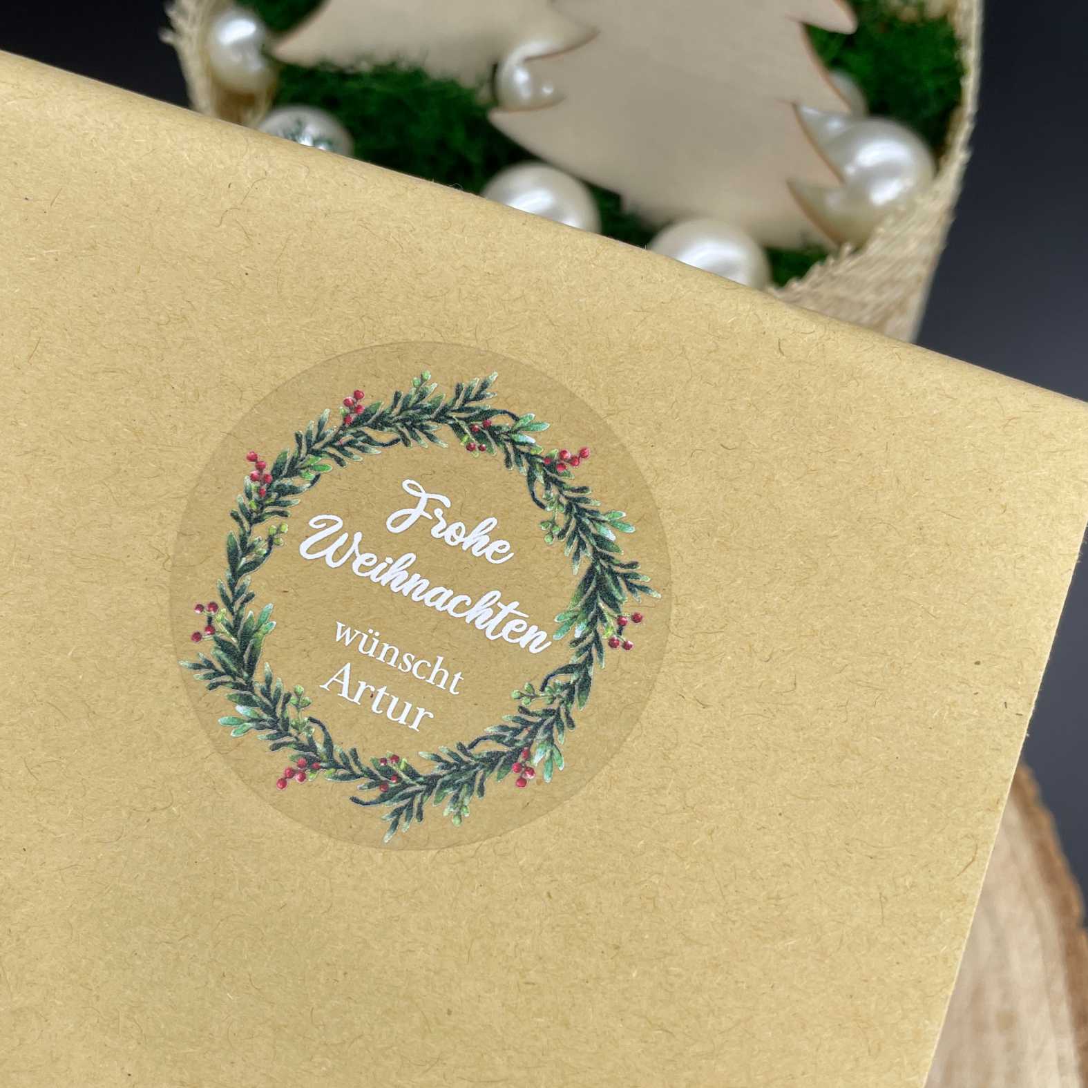 Weihnachten Aufkleber für Geschenke  - 24 Stück Personalisierte transparente Aufkleber - FOTOFOL