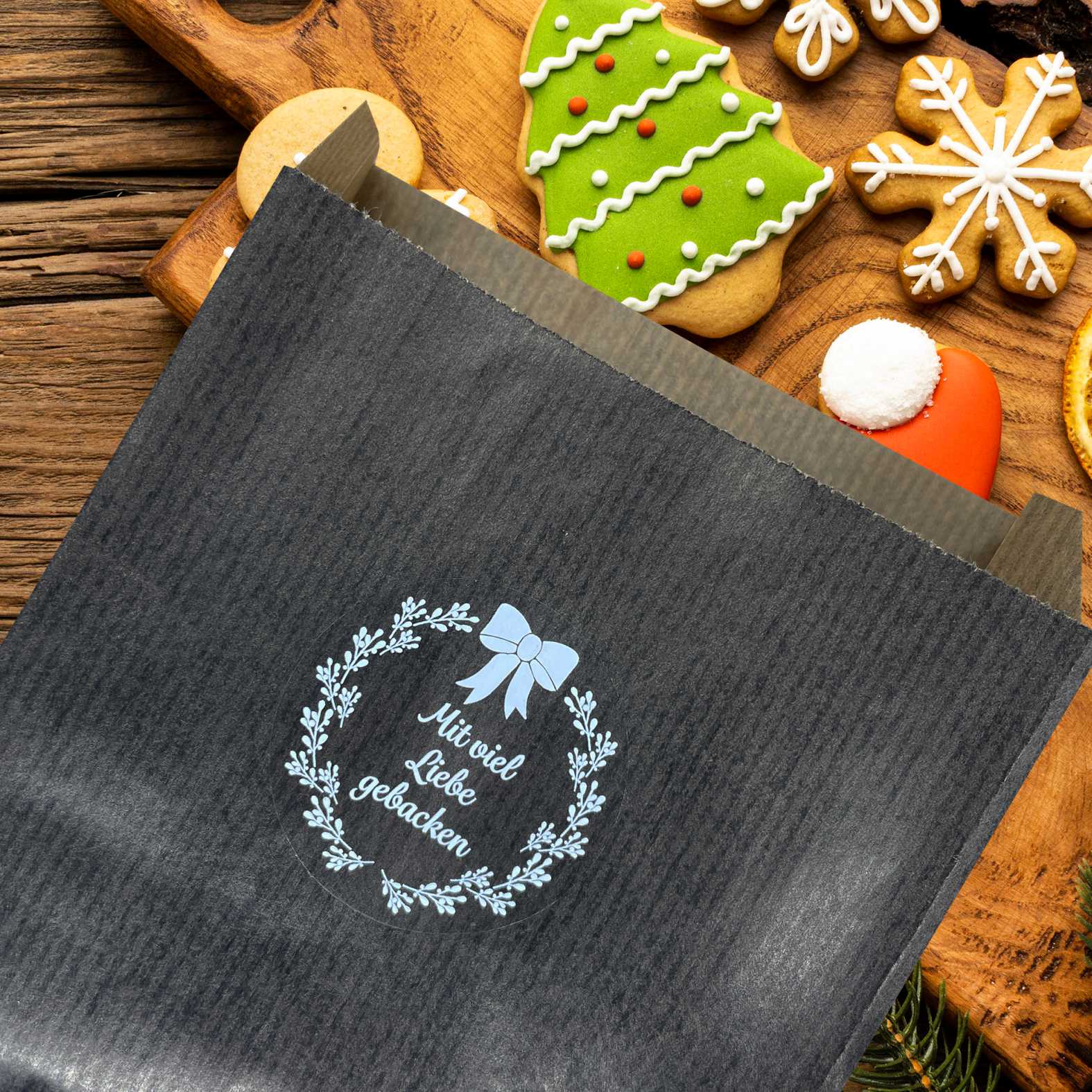 Weihnachten Aufkleber - 24 Stück Personalisierte transparente Aufkleber | Weihnachtskranz - FOTOFOL