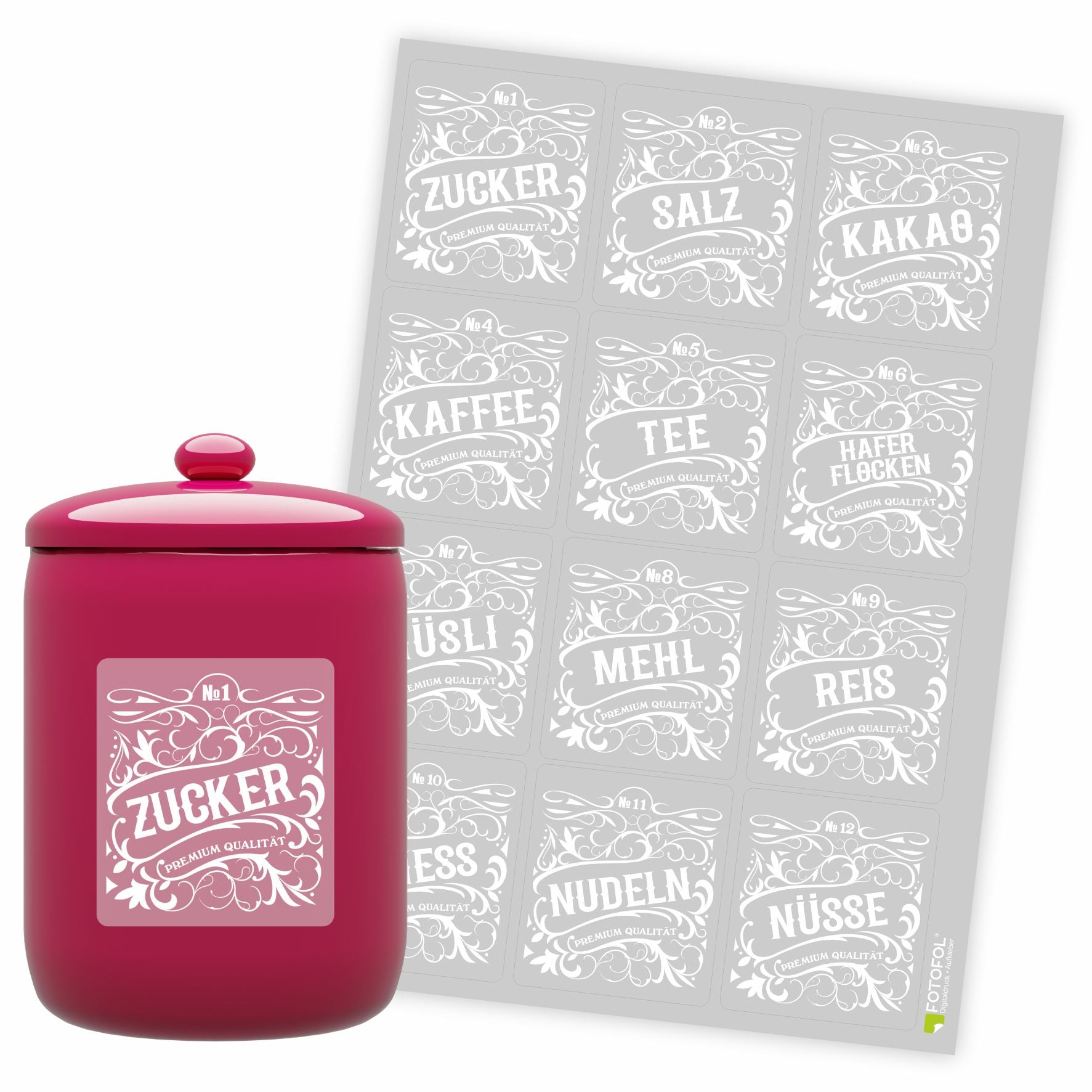 Aufkleber Vorratsdose in der Küche - FOTOFOL