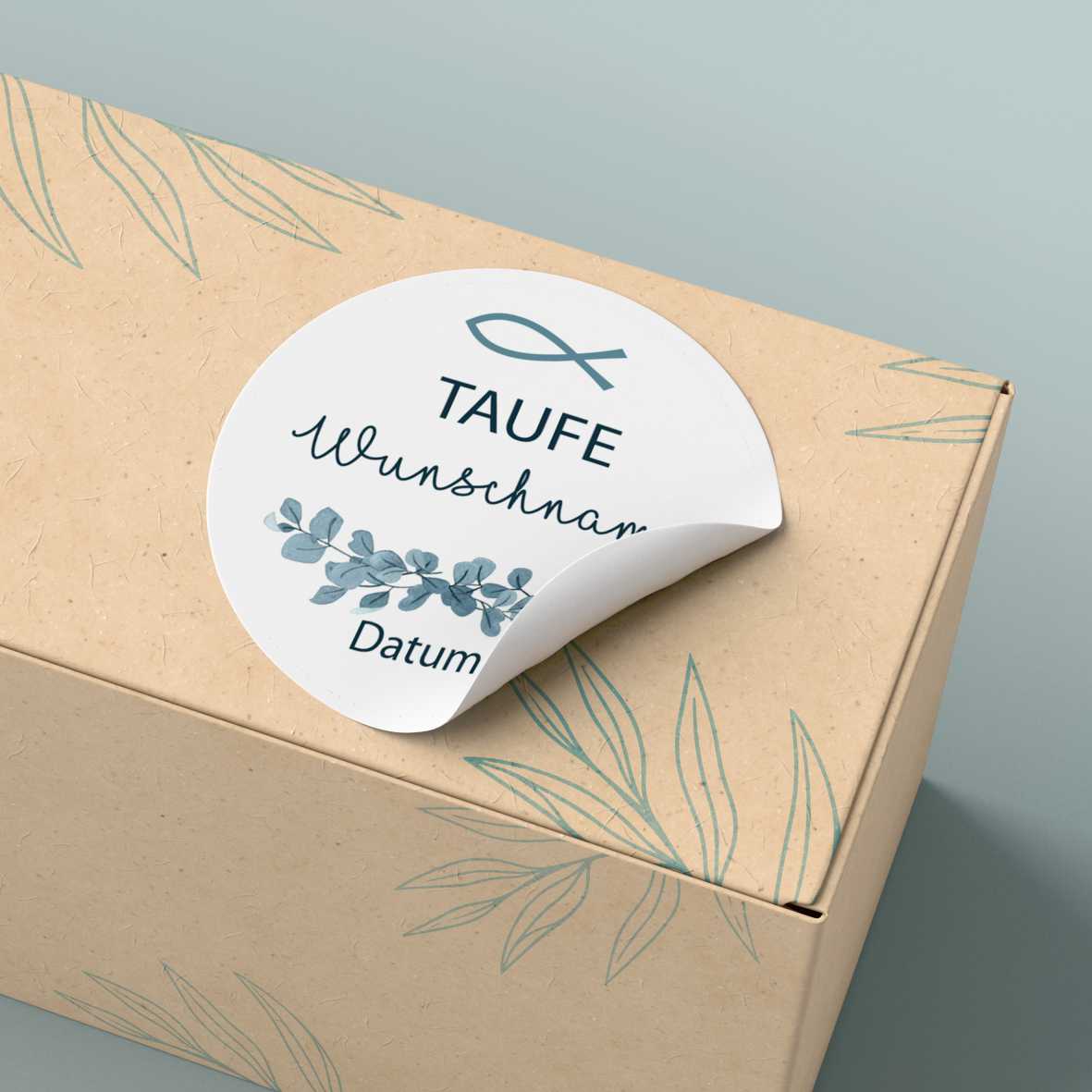 Personalisierte Aufkleber Taufe "Fisch" mit Namen und Datum - 24 Stück - 4,5cm - FOTOFOL