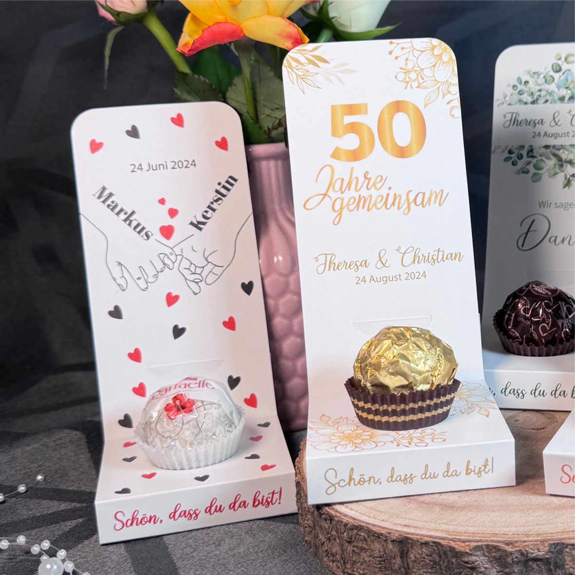 Aufsteller für Gastgeschenke personalisiert - 50 Jahre - FOTOFOL