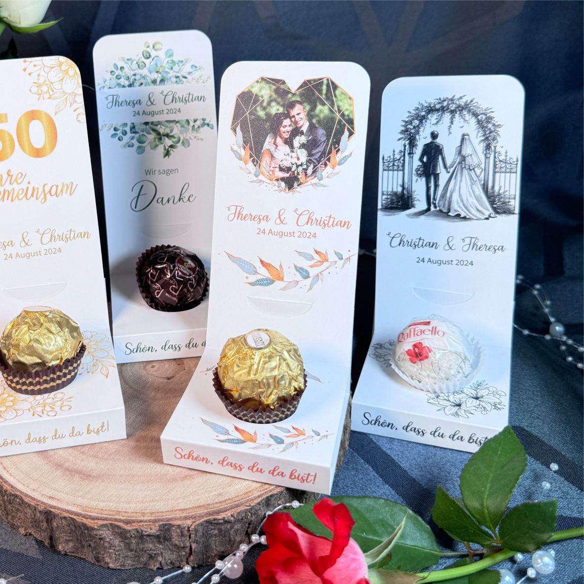 Aufsteller für Gastgeschenke personalisiert - Blätter - FOTOFOL