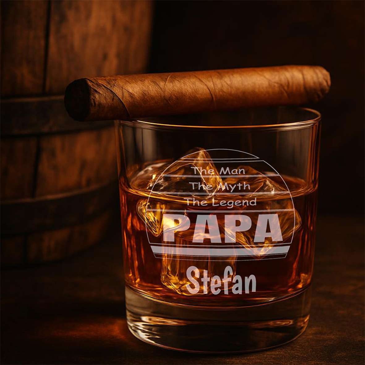 Personalisiertes Whiskey Glas "The Men, The Myth, The Legend - PAPA" - Wunschname - FOTOFOL