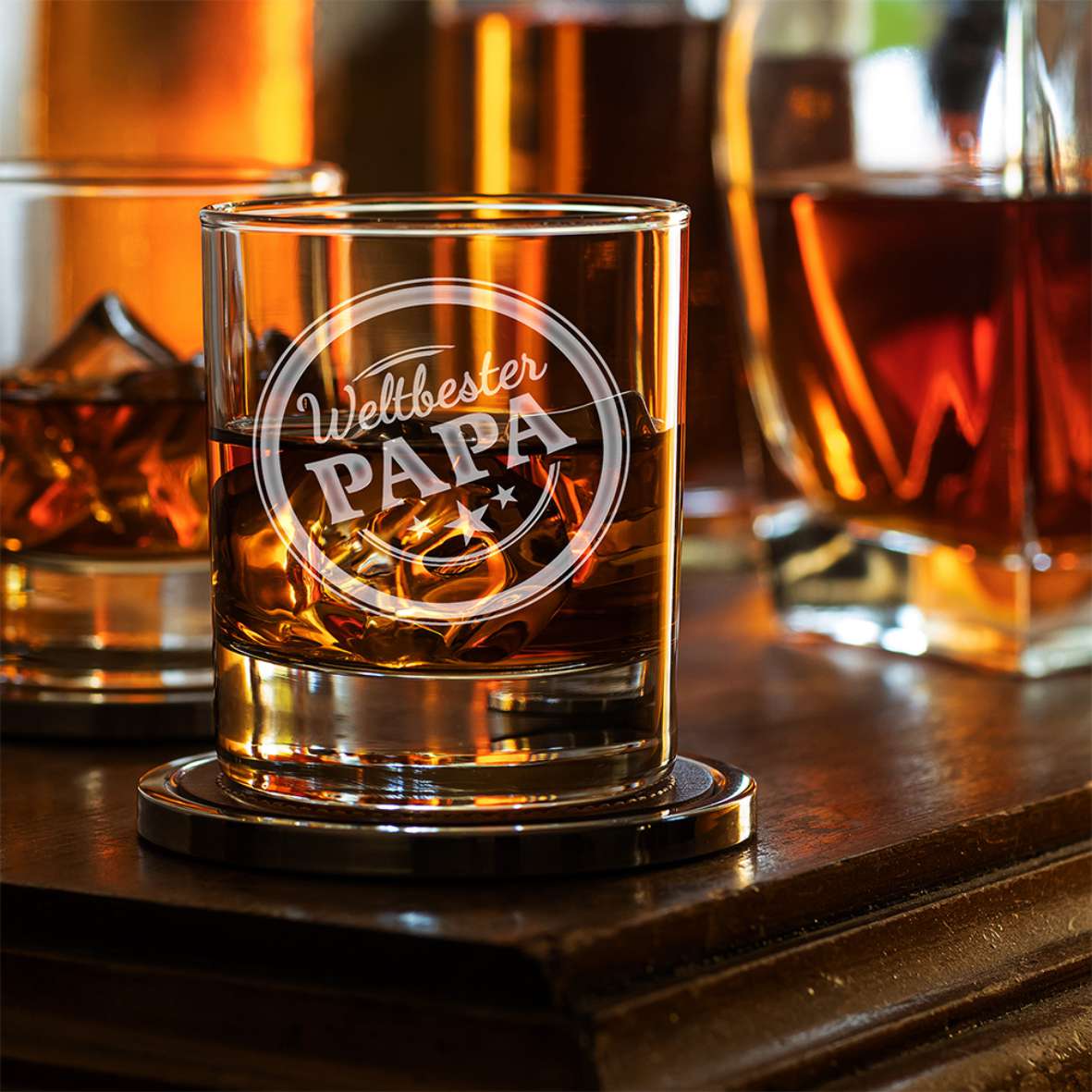 Personalisiertes Whiskey Glas "Weltbester PAPA" - FOTOFOL