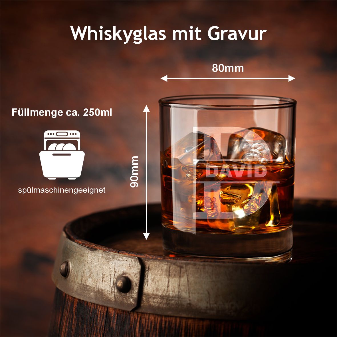Fotofol - Whiskey Glas mit Gravur I Monogramm Design - personalisierte Geschenke