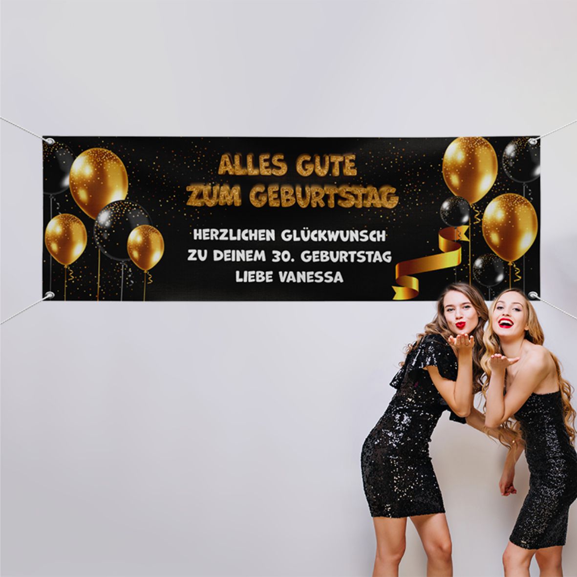 Personalisiertes Geburtstagsbanner "Alles Gute zum Geburtstag" mit Wunschtext - FOTOFOL