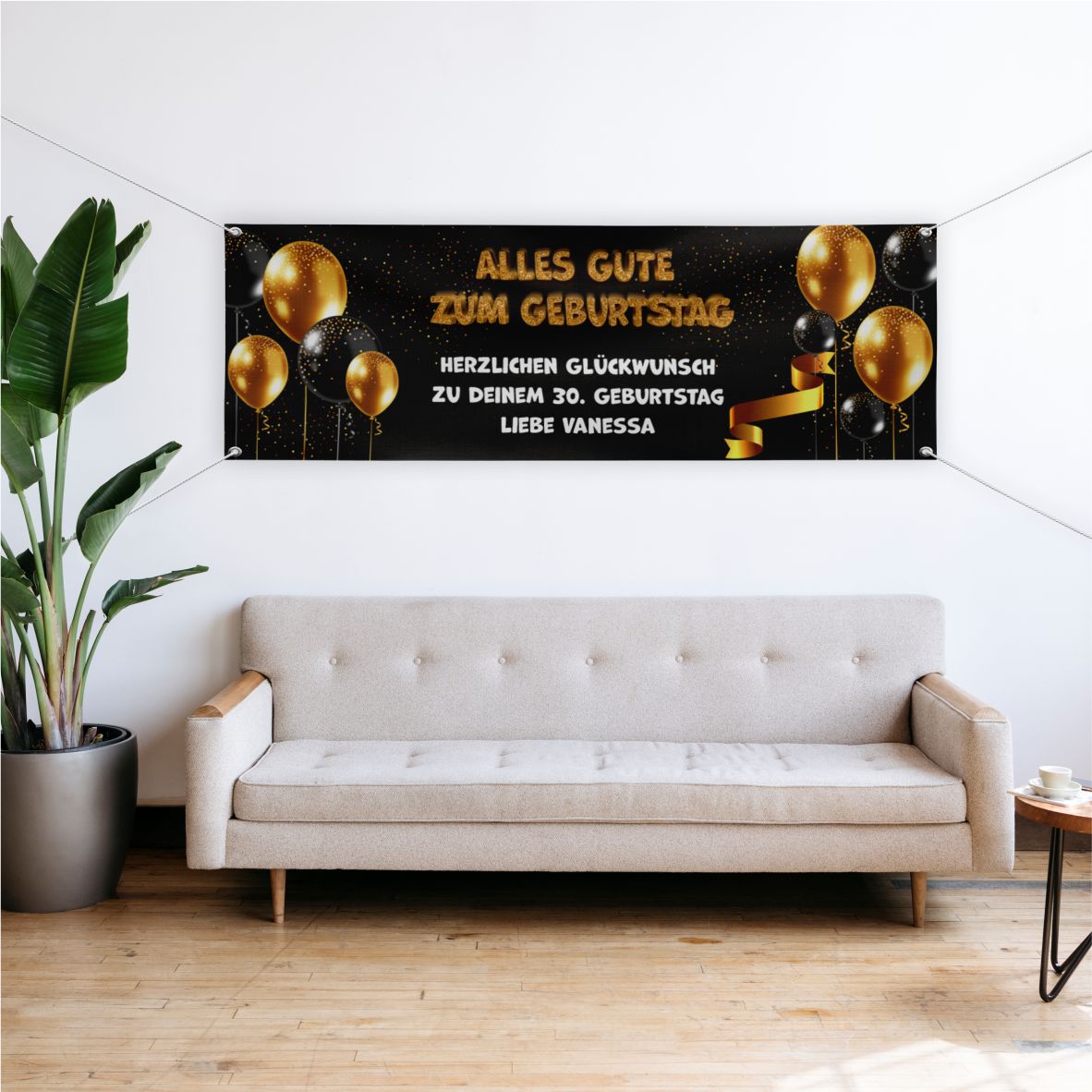 Personalisiertes Geburtstagsbanner "Alles Gute zum Geburtstag" mit Wunschtext - FOTOFOL