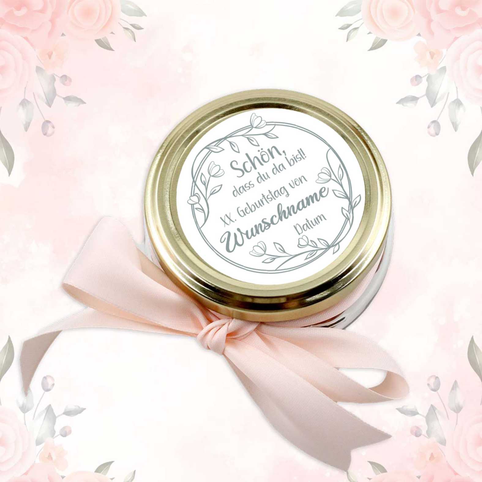 Personalisierte Aufkleber "Blumenzweig"- 24 Stück - 4,5cm - FOTOFOL