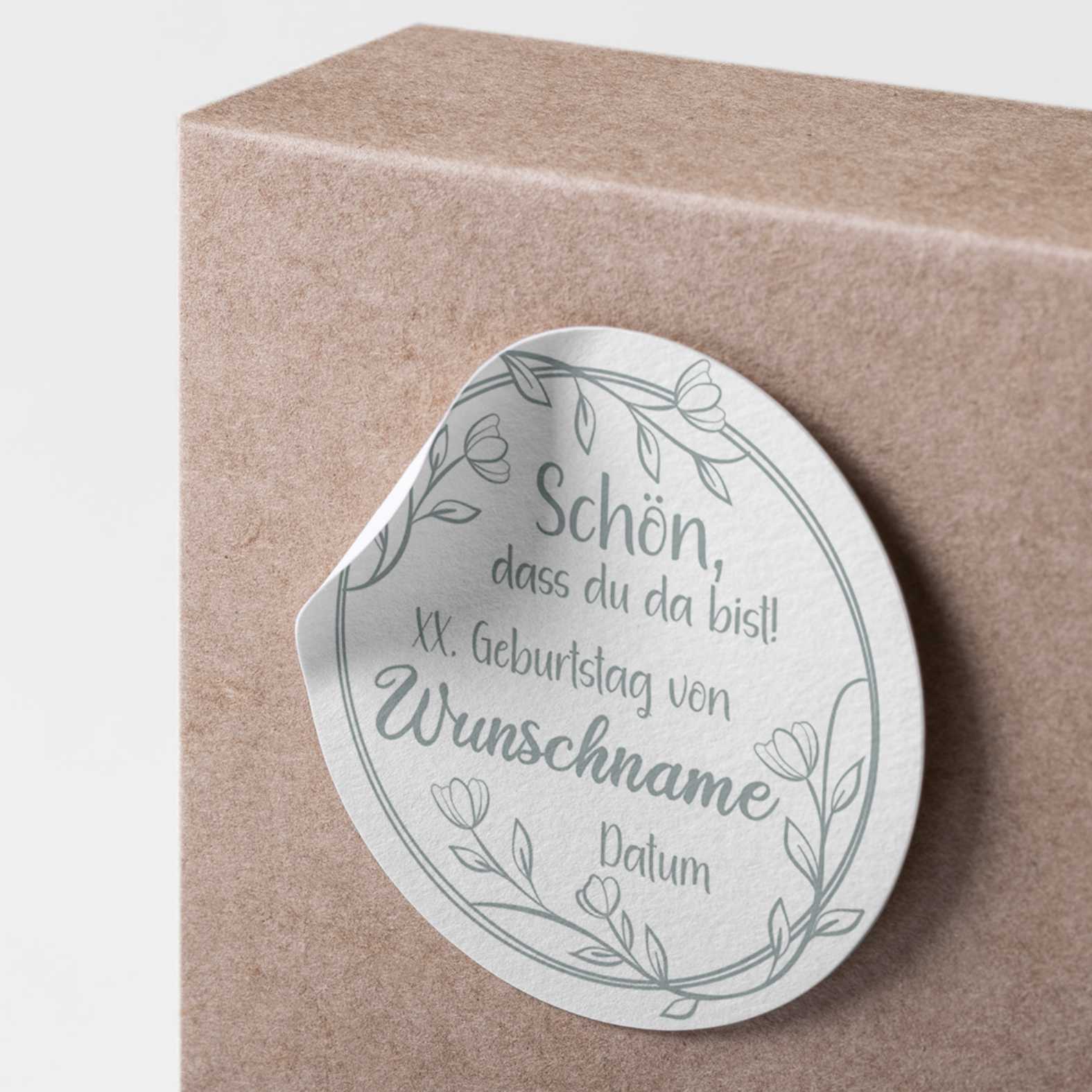 Personalisierte Aufkleber "Blumenzweig"- 24 Stück - 4,5cm - FOTOFOL