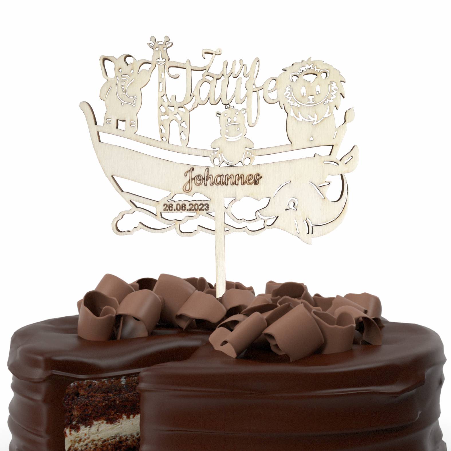 CAKE TOPPER Taufe "Arche Noah" mit Wunschname und Datum personalisiert - Tortendeko & Kuchendeko - FOTOFOL