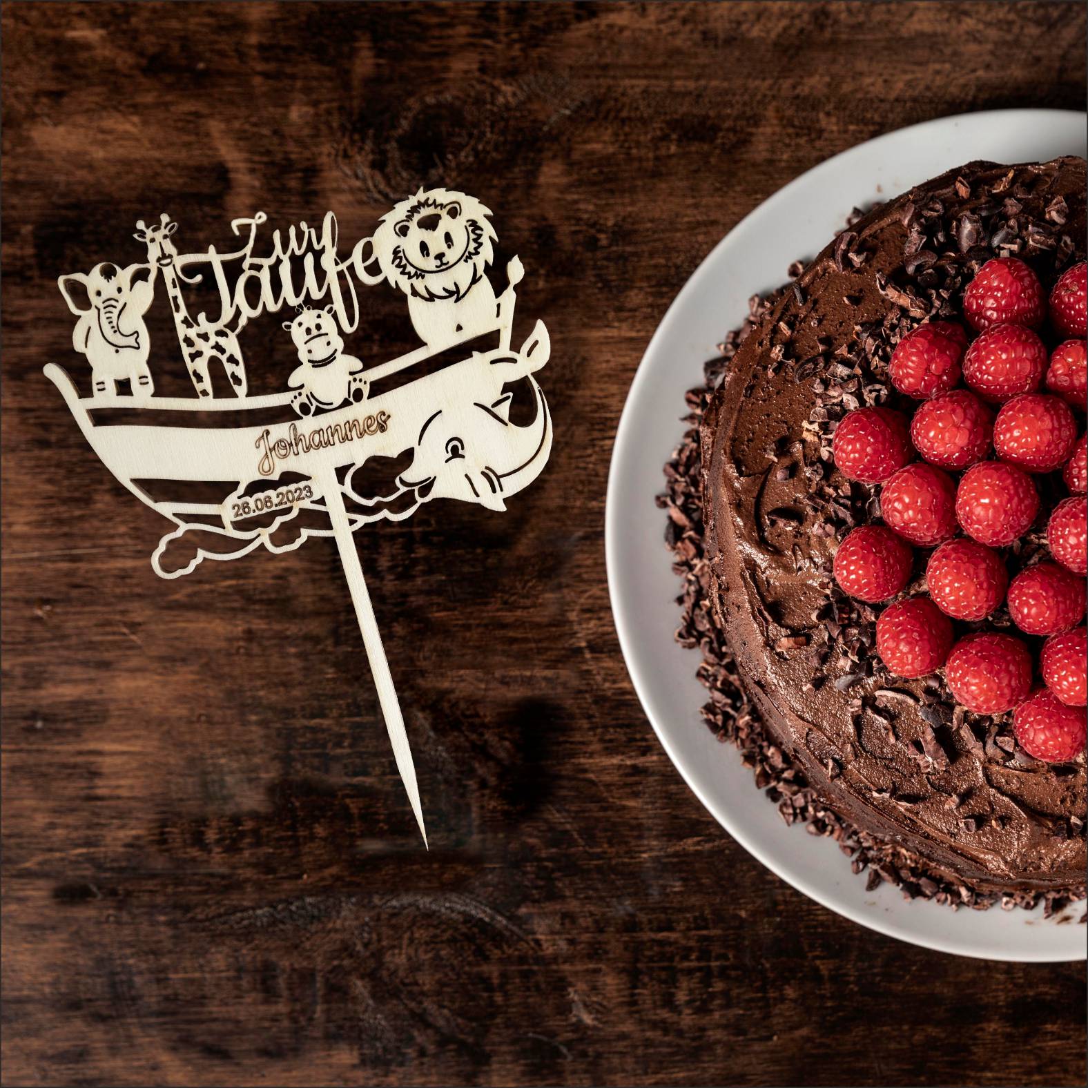 CAKE TOPPER Taufe "Arche Noah" mit Wunschname und Datum personalisiert - Tortendeko & Kuchendeko - FOTOFOL