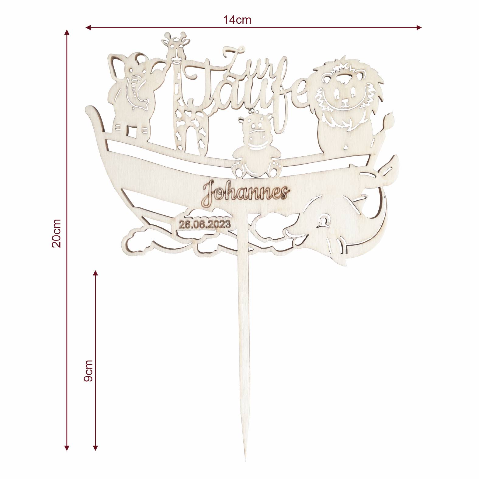 CAKE TOPPER Taufe "Arche Noah" mit Wunschname und Datum personalisiert - Tortendeko & Kuchendeko - FOTOFOL