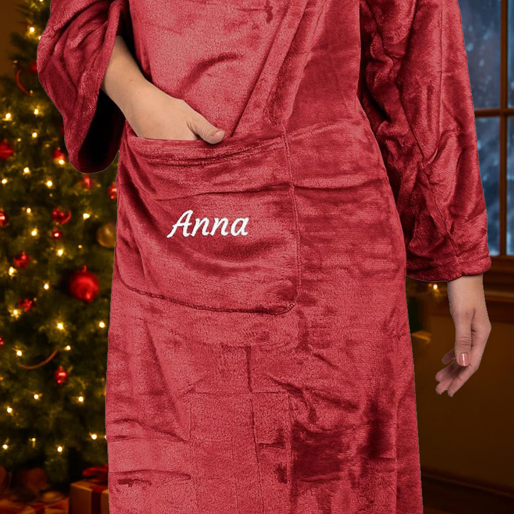 Kuscheldecke Personalisiert mit Namen - dunkelrot