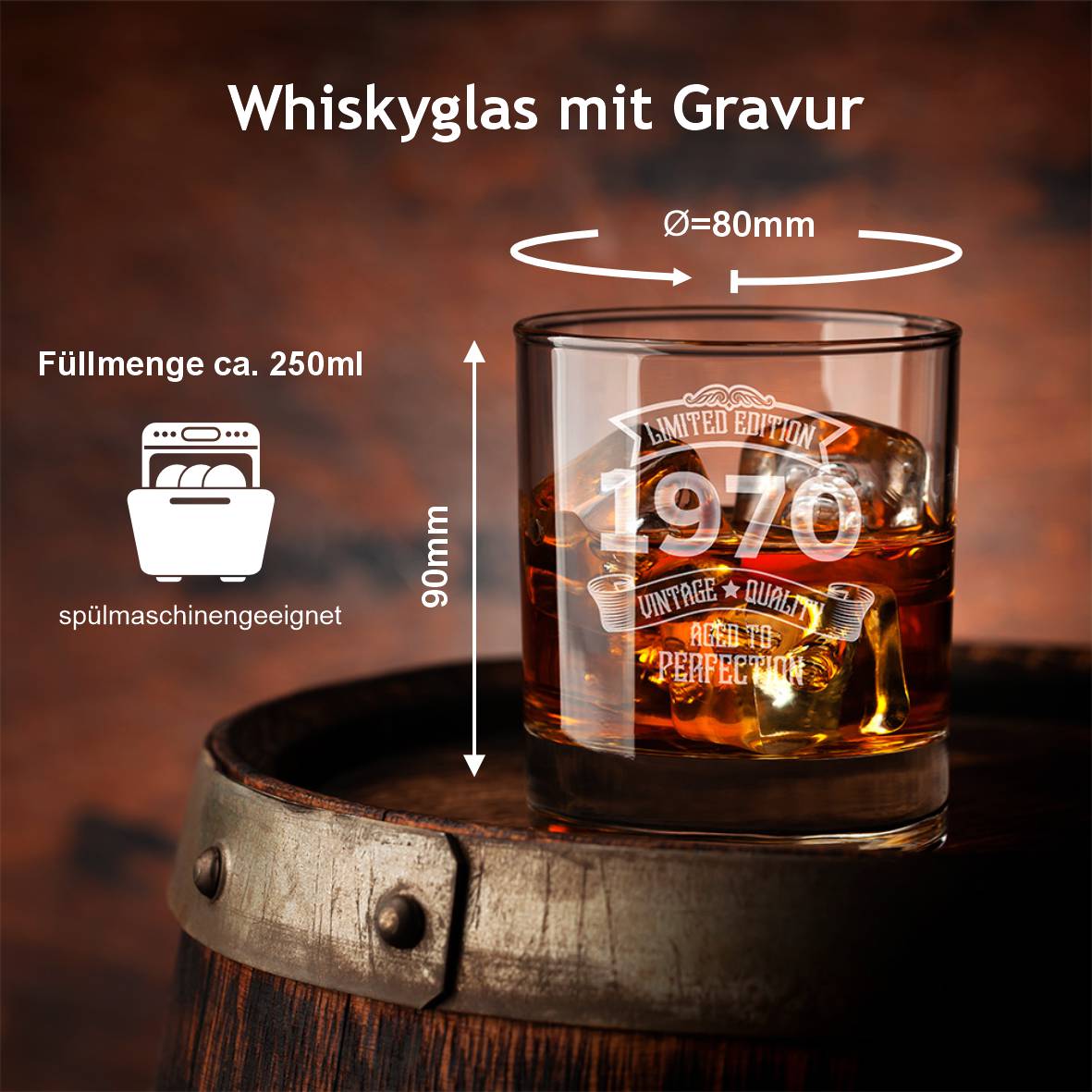 Personalisiertes Whiskey Glas "Limited Edition" mit Geburtsjahr - FOTOFOL