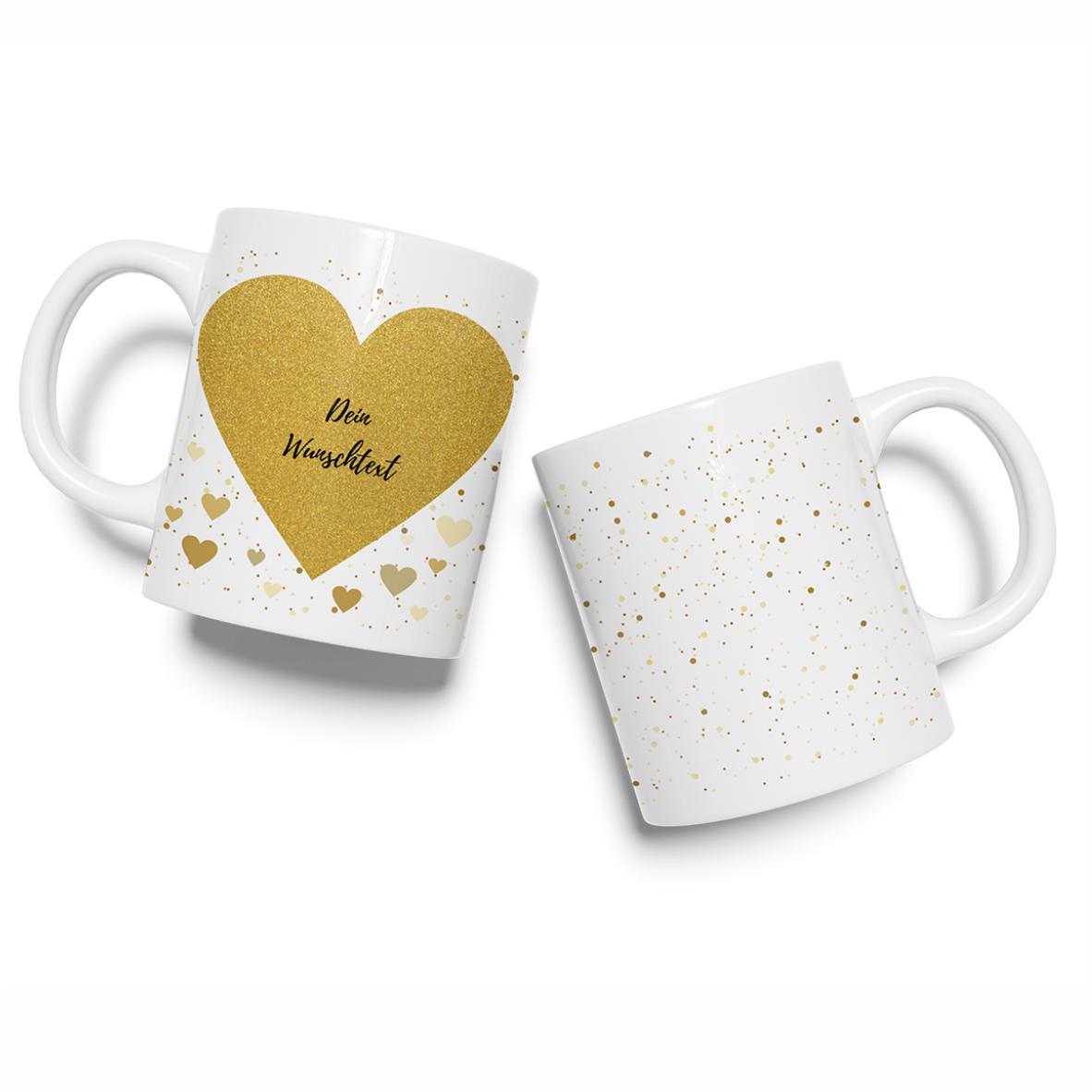 Personalisierte Tasse - goldenes Herz - personalisiert mit Wunschtext