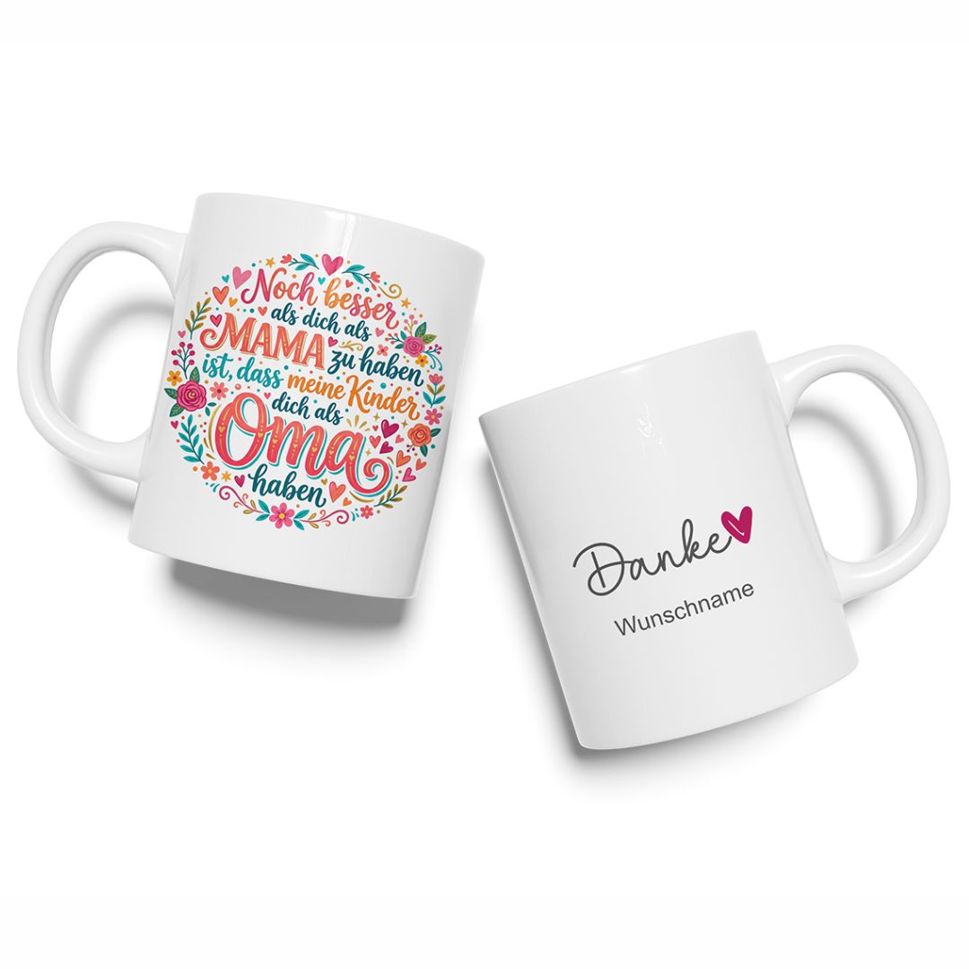 Personalisierte Tasse - Danke Oma - personalisiert mit Wunschname