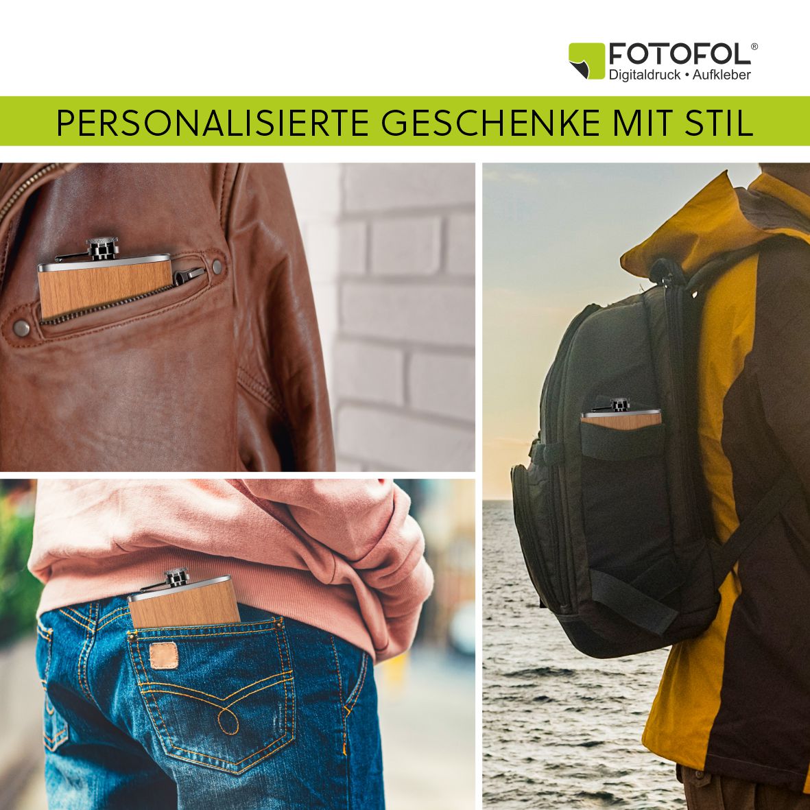 Personalisierter Flachmann mit Gravur - Wunschtext - FOTOFOL