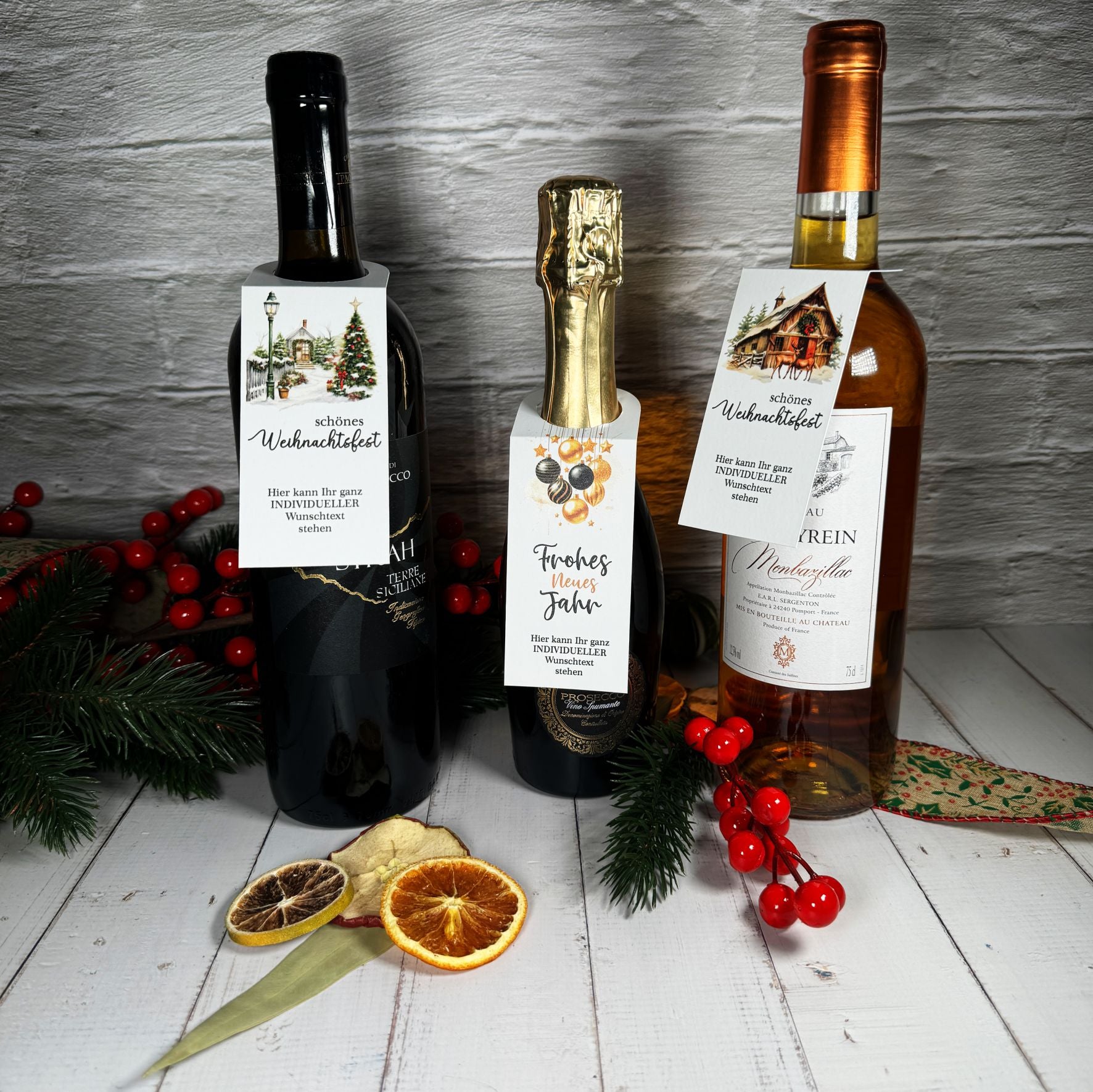Flaschenanhänger für Weihnachten und Silvester - FOTOFOL