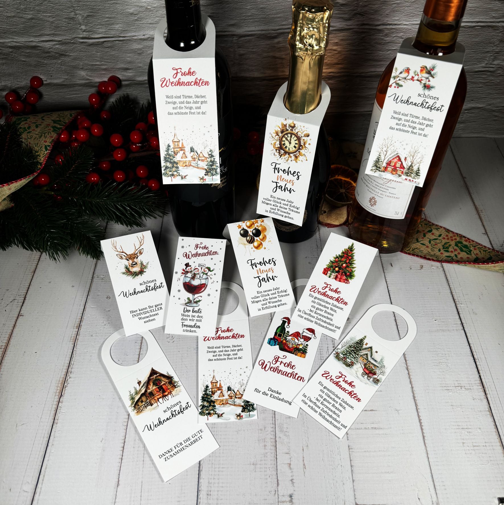 Flaschenanhänger für Weihnachten und Silvester - FOTOFOL
