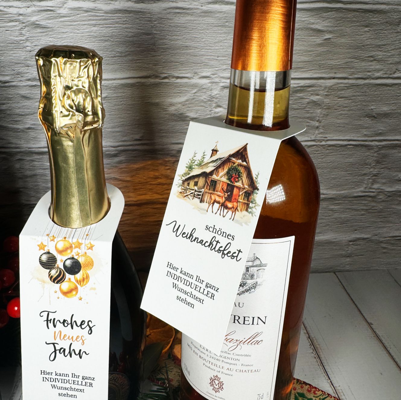 Flaschenanhänger für Weihnachten und Silvester - FOTOFOL