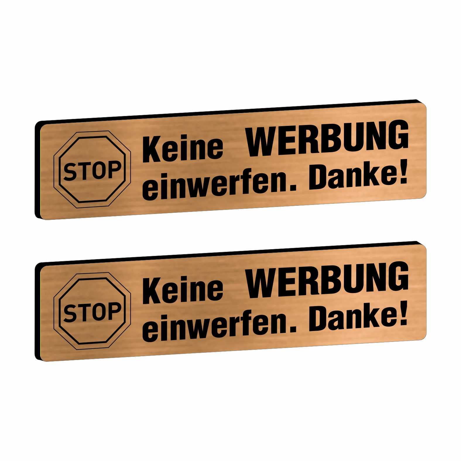 2x Bitte keine Werbung Briefkastenschild selbstklebend - Schild mit Gravur für Briefkasten - FOTOFOL